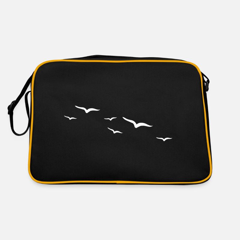 Vögel | Vogel - Retro Tasche - Schwarz/Gold