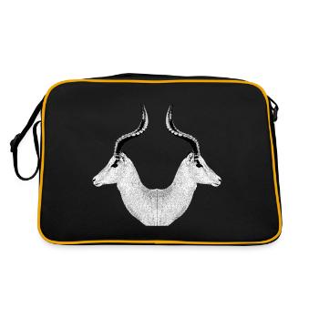 Impala Doppelkopf Liebhaber Afrika Wandern - Retro Tasche - Schwarz/Gold - Hinten