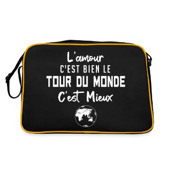 l'amour c'est bien le tour du monde c'est mieux - Sac Retro - noir/or - Dos