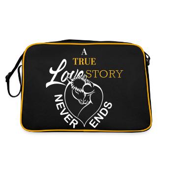 Alpaka Lama Love Story - Retro Tasche - Schwarz/Gold - Hinten