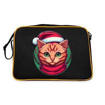Schöne digitale Illustration für Weihnachtskätzchen, die - Retro Tasche - Schwarz/Gold - Hinten