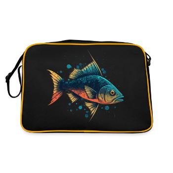 Vintage Fisch - Retro Tasche - Schwarz/Gold - Hinten