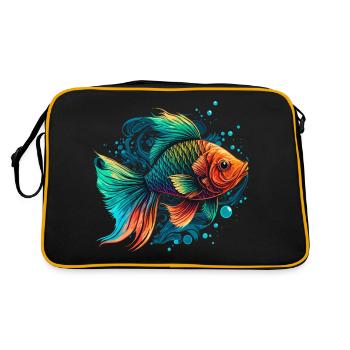Regenbogenfisch Illustration - Retro Tasche - Schwarz/Gold - Hinten