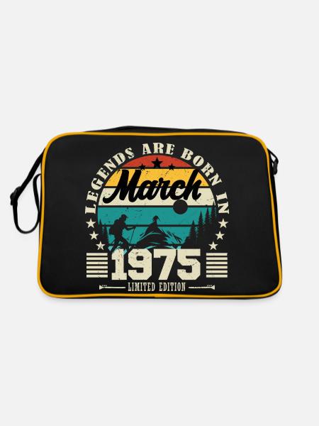 März 1975. Geburtstagsgeschenk März 1975. - Retro Tasche - Schwarz/Gold