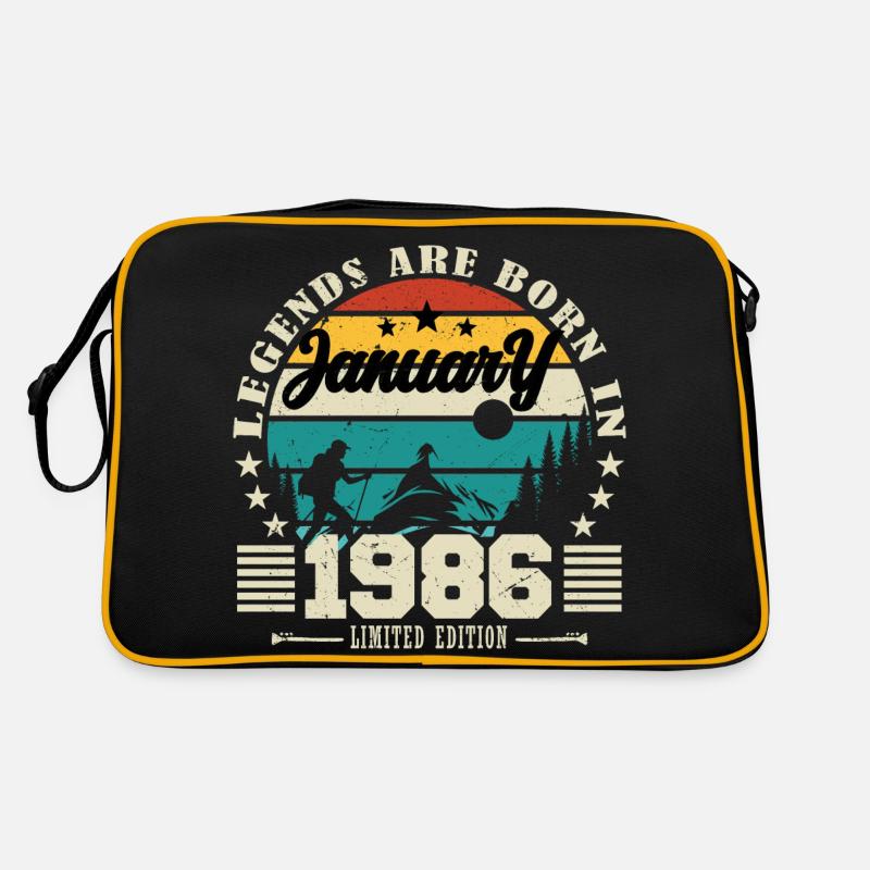 Januar 1986. Geburtstagsgeschenk Januar 1986. - Retro Tasche - Schwarz/Gold