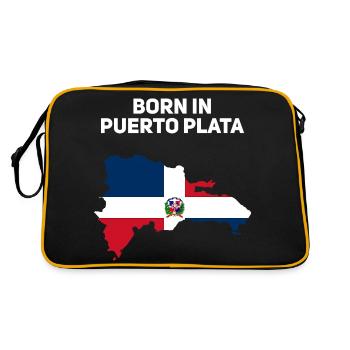 Dominikanische Republik - Retro Tasche - Schwarz/Gold - Hinten