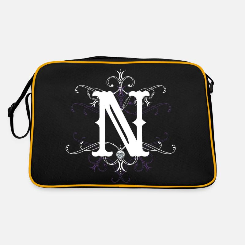 Buchstabe N Buchstabe-N - Retro Tasche - Schwarz/Gold