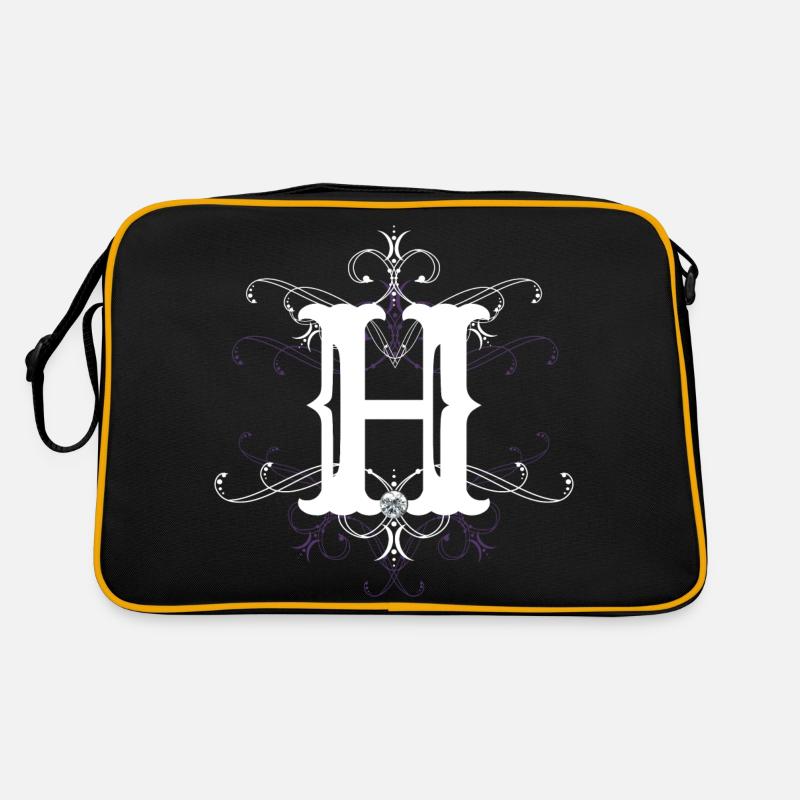 Buchstabe H Buchstabe-H - Retro Tasche - Schwarz/Gold