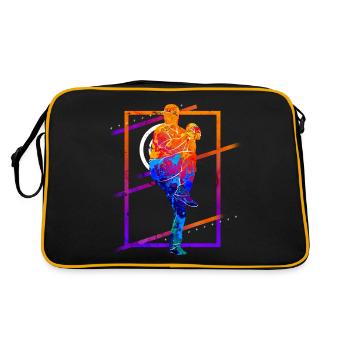 Baseball Baseball Player Vintage Colorful - Retro Bag - black/gold - Back
