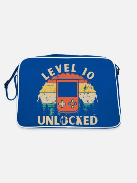 Level 10 freigeschaltet - Retro Tasche - Blau/Weiß - Hinten