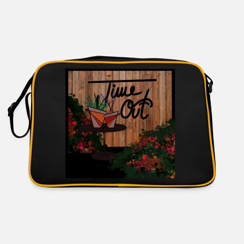 Time Out. Relax at a Calm place in silence. - Retro Tasche - Schwarz/Gold
