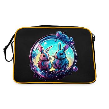 Animal in Soap Bubble / Childlike / Cute / Bunny - Retro Bag - black/gold - Back