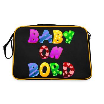 Baby on Bord Eltern Kind Geschenk - Retro Tasche - Schwarz/Gold - Hinten