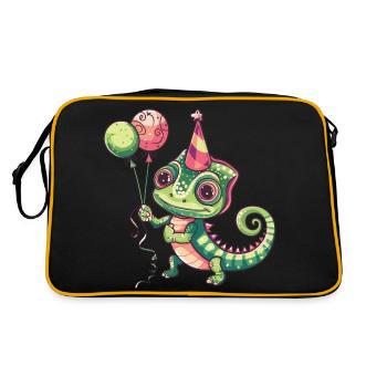 Chameleon Birthday Comic Cute - Retro Bag - black/gold - Back