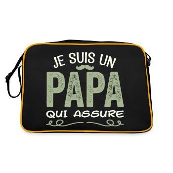 Je Suis Un Papa Qui Assure Cadeau Fête Des Pères - Sac Retro - noir/or - Dos