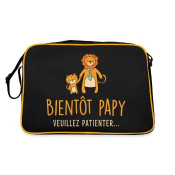 Bientôt Papy, Cadeau Grand-père, Papi, Futur Papy - Sac Retro - noir/or - Dos