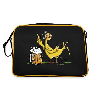 Drunk Bird - Retro Tasche - Schwarz/Gold - Hinten