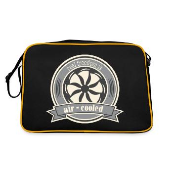 Oldtimer Luftgekühlter Boxermotor Spruch Freiheit - Retro Tasche - Schwarz/Gold - Hinten