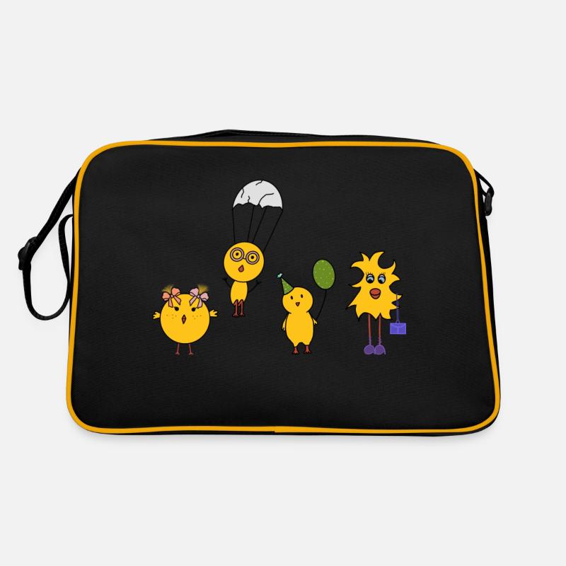 Osterküken - Retro Tasche - Schwarz/Gold