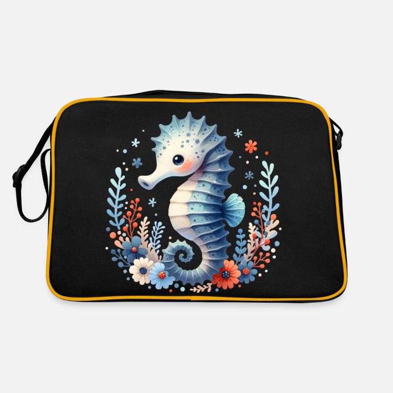 Seepferd Seepferdchen - Retro Tasche - Schwarz/Gold