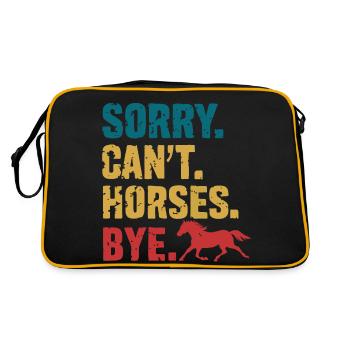 Pferd Pferde Reiten Pferdereiten Sprungreiten - Retro Tasche - Schwarz/Gold - Hinten
