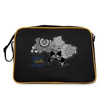 Stand with Ukraine . Ukrainian map . Mandala - Retro Bag - black/gold - Back