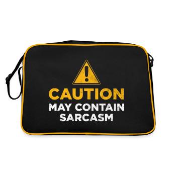 Vorsicht kann Sarkasmus enthalten - Retro Tasche - Schwarz/Gold - Hinten