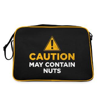 Achtung: Kann Nüsse enthalten - Retro Tasche - Schwarz/Gold - Hinten