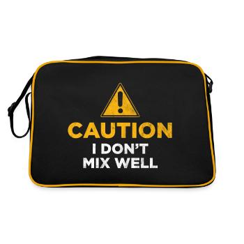 Achtung, ich mische nicht gut - Retro Tasche - Schwarz/Gold - Hinten