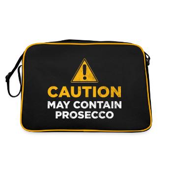Achtung Kann Prosecco enthalten - Retro Tasche - Schwarz/Gold - Hinten