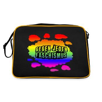AfD stoppen gegen rechts Demokratie Vielfalt links - Retro Tasche - Schwarz/Gold - Hinten