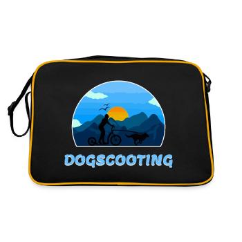 Dogscooting Bikejöring Zughundesport Motiv - Retro Tasche - Schwarz/Gold - Hinten