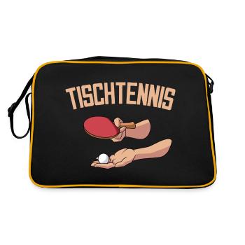Aufschlag Tischtennisball Tischtennisspieler - Retro Tasche - Schwarz/Gold - Hinten