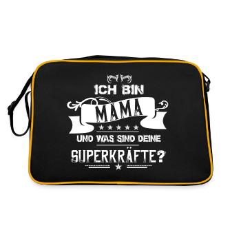 Ich bin Mama – Was sind deine Superkräfte? - Retro Tasche - Schwarz/Gold - Hinten