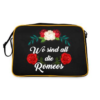 Wo sind all die Romeos – Romantisches Statement - Retro Tasche - Schwarz/Gold - Hinten