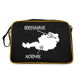 Österreichischer Humor – Irrenhaus oder Normal - Retro Tasche - Schwarz/Gold - Hinten