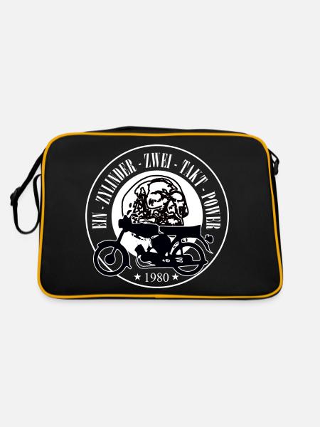 EinZylinderZweiTaktPower - Retro Tasche - Schwarz/Gold - Hinten