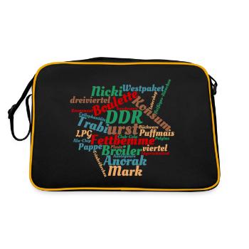 DDR Ostalgie Wörtersammlung - Retro Tasche - Schwarz/Gold - Hinten