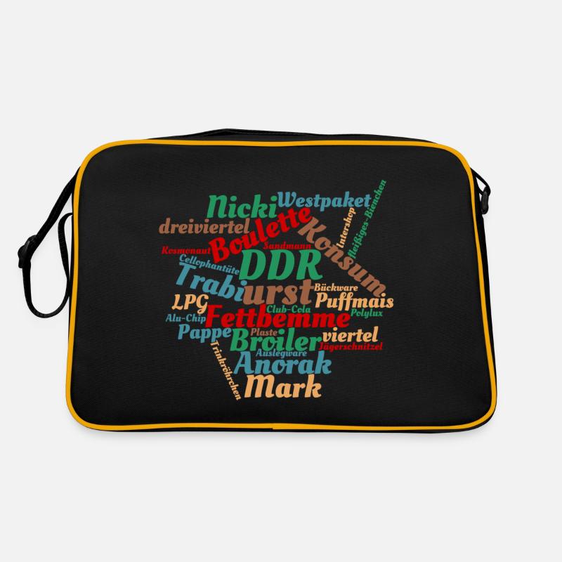 DDR Ostalgie Wörtersammlung - Retro Tasche - Schwarz/Gold