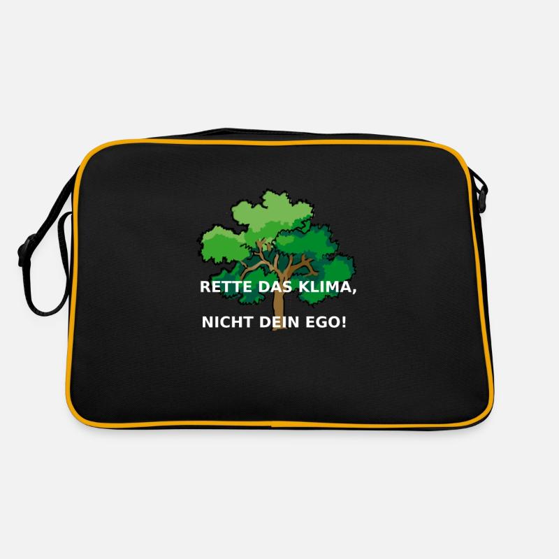 Rette das Klima, nicht dein Ego! - Retro Tasche - Schwarz/Gold