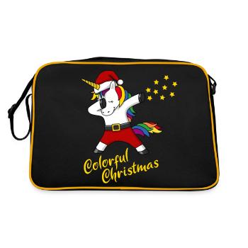 Christmas Unicorn colorful Christmas Gift - Retro Bag - black/gold - Back