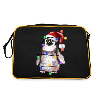 Pingouin avec chapeau de Noël et lumières - Sac Retro - noir/or - Dos