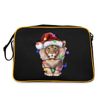 Lion with Christmas hat and lights - Retro Bag - black/gold - Back