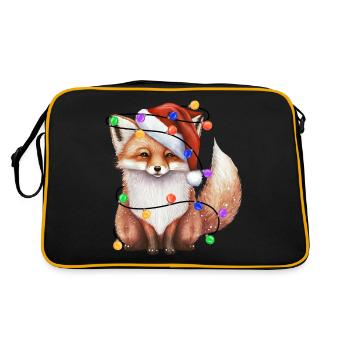 Fox with Christmas hat and lights - Retro Bag - black/gold - Back