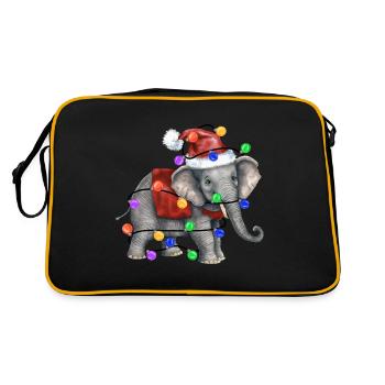 Elephant with Christmas hat and lights - Retro Bag - black/gold - Back