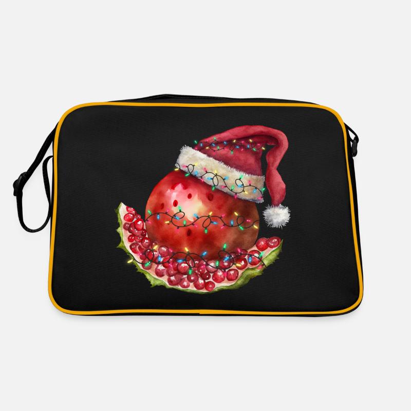 Christmas Granatapfel - Retro Tasche - Schwarz/Gold