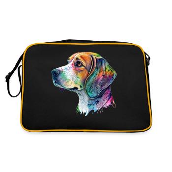 Beagle Hundemotiv - Retro Tasche - Schwarz/Gold - Hinten