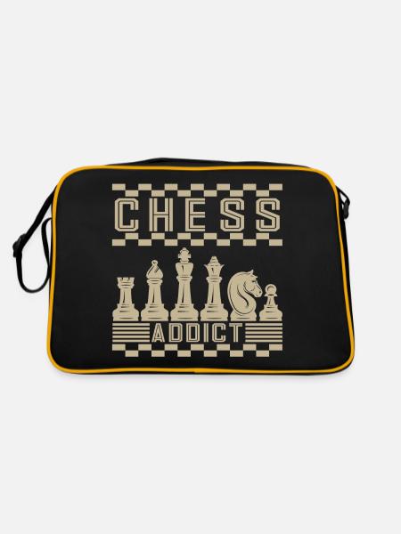 Lusitger Schachspieler Spruch I Schach - Retro Tasche - Schwarz/Gold - Hinten