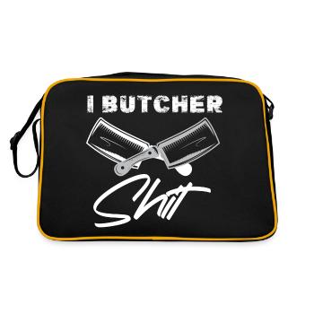 Metzger Fleischer Sprücher I Metzgerei - Retro Tasche - Schwarz/Gold - Hinten