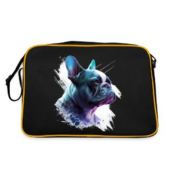 Frenchie French Bulldog Peinture abstraite couleur - Sac Retro - noir/or - Dos